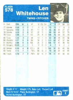 Len Whitehouse  baseball card collectible - Main Image 2