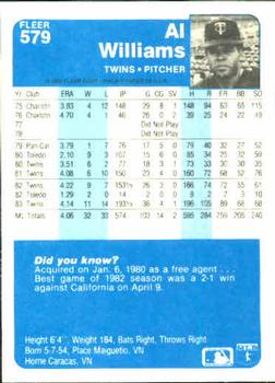 Al Williams  baseball card collectible - Main Image 2