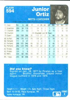 Junior Ortiz  baseball card collectible - Main Image 2