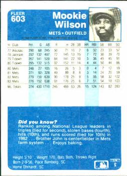 Mookie Wilson  baseball card collectible - Main Image 2