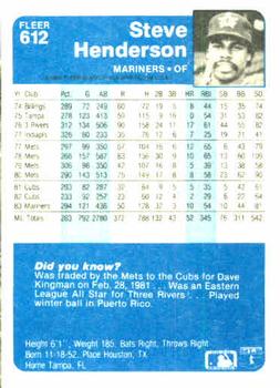 Steve Henderson  baseball card collectible - Main Image 2