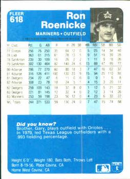 Ron Roenicke  baseball card collectible - Main Image 2