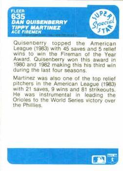 Dan Quisenberry / Tippy Martinez  baseball card collectible - Main Image 2
