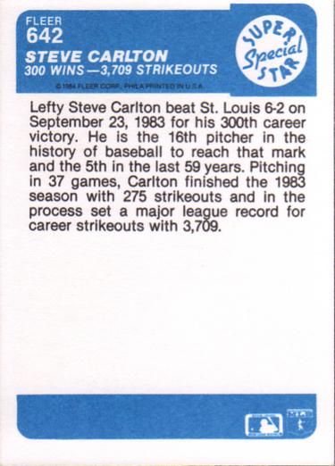 Steve Carlton  baseball card collectible - Main Image 2