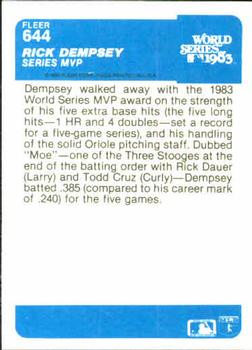 Rick Dempsey  baseball card collectible - Main Image 2
