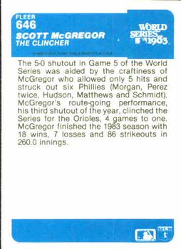 Scott McGregor  baseball card collectible - Main Image 2