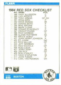 Checklist: White Sox / Red Sox  baseball card collectible - Main Image 2