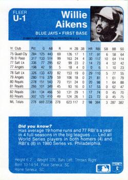 Willie Aikens  baseball card collectible - Main Image 2
