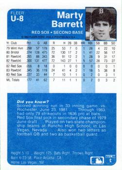 Marty Barrett  baseball card collectible - Main Image 2