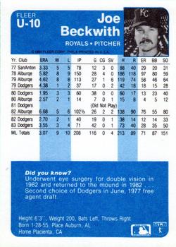 Joe Beckwith  baseball card collectible - Main Image 2