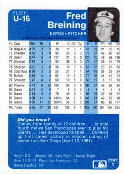 Fred Breining  baseball card collectible - Main Image 2