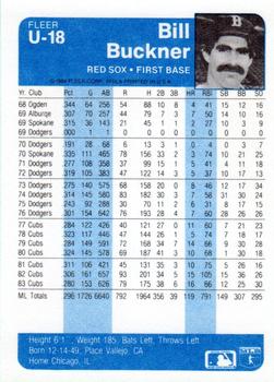 Bill Buckner  baseball card collectible - Main Image 2