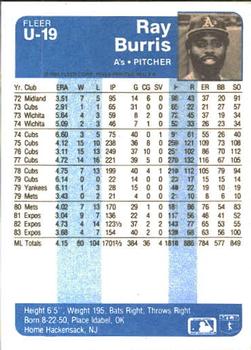 Ray Burris  baseball card collectible - Main Image 2