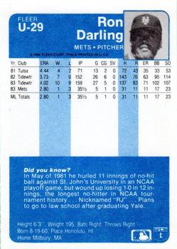 Ron Darling  baseball card collectible - Main Image 2