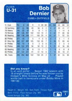 Bob Dernier  baseball card collectible - Main Image 2