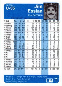 Jim Essian  baseball card collectible - Main Image 2