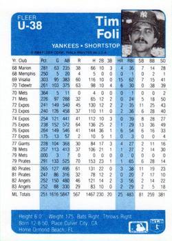 Tim Foli  baseball card collectible - Main Image 2