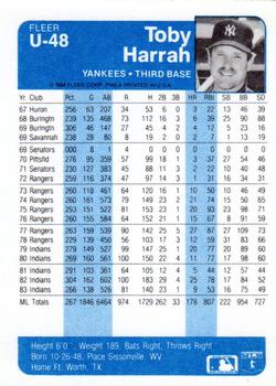 Toby Harrah  baseball card collectible - Main Image 2