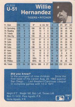 Willie Hernandez  baseball card collectible - Main Image 2