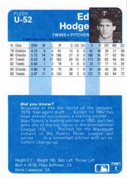 Ed Hodge  baseball card collectible - Main Image 2