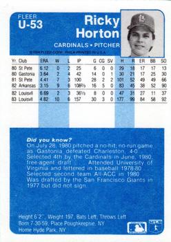 Ricky Horton  baseball card collectible - Main Image 2