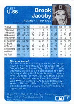 Brook Jacoby  baseball card collectible - Main Image 2