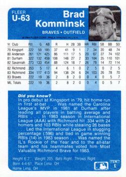 Brad Komminsk  baseball card collectible - Main Image 2