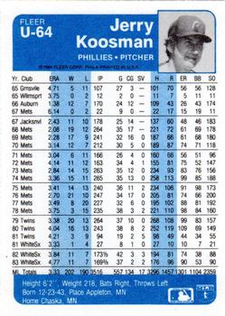 Jerry Koosman  baseball card collectible - Main Image 2