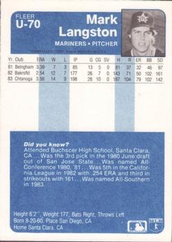 Mark Langston  baseball card collectible - Main Image 2