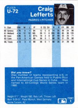 Craig Lefferts  baseball card collectible - Main Image 2