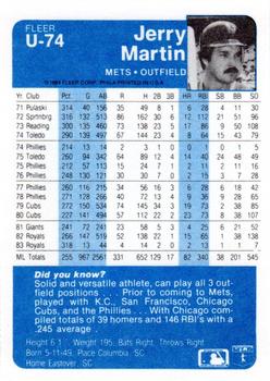 Jerry Martin  baseball card collectible - Main Image 2