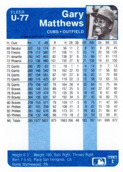 Gary Matthews  baseball card collectible - Main Image 2