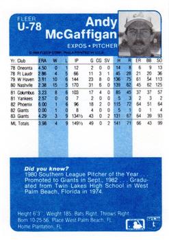 Andy McGaffigan  baseball card collectible - Main Image 2