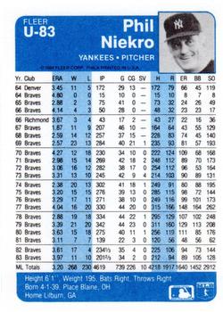 Phil Niekro  baseball card collectible - Main Image 2