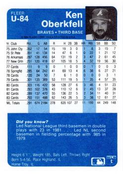 Ken Oberkfell  baseball card collectible - Main Image 2