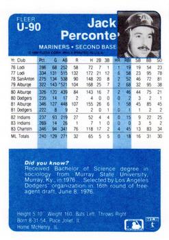 Jack Perconte  baseball card collectible - Main Image 2