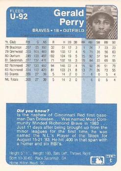 Gerald Perry  baseball card collectible - Main Image 2