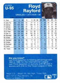 Floyd Rayford  baseball card collectible - Main Image 2