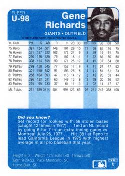 Gene Richards  baseball card collectible - Main Image 2