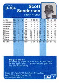 Scott Sanderson  baseball card collectible - Main Image 2