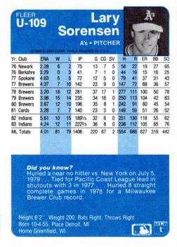 Lary Sorensen  baseball card collectible - Main Image 2