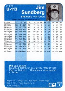 Jim Sundberg  baseball card collectible - Main Image 2