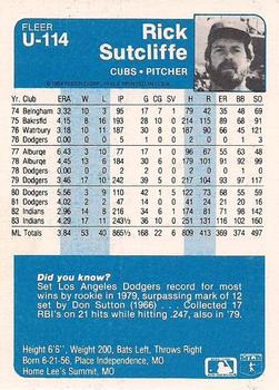 Rick Sutcliffe  baseball card collectible - Main Image 2