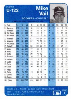 Mike Vail  baseball card collectible - Main Image 2