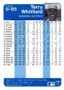 Terry Whitfield  baseball card collectible - Main Image 2