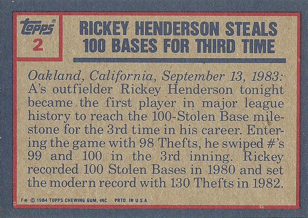 Rickey Henderson  baseball card collectible - Main Image 2