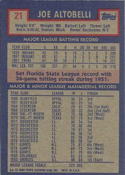 Joe Altobelli  baseball card collectible - Main Image 2