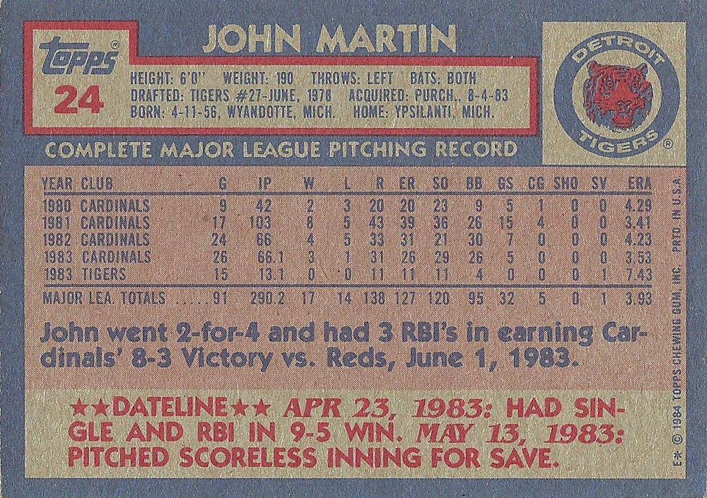John Martin  baseball card collectible - Main Image 2