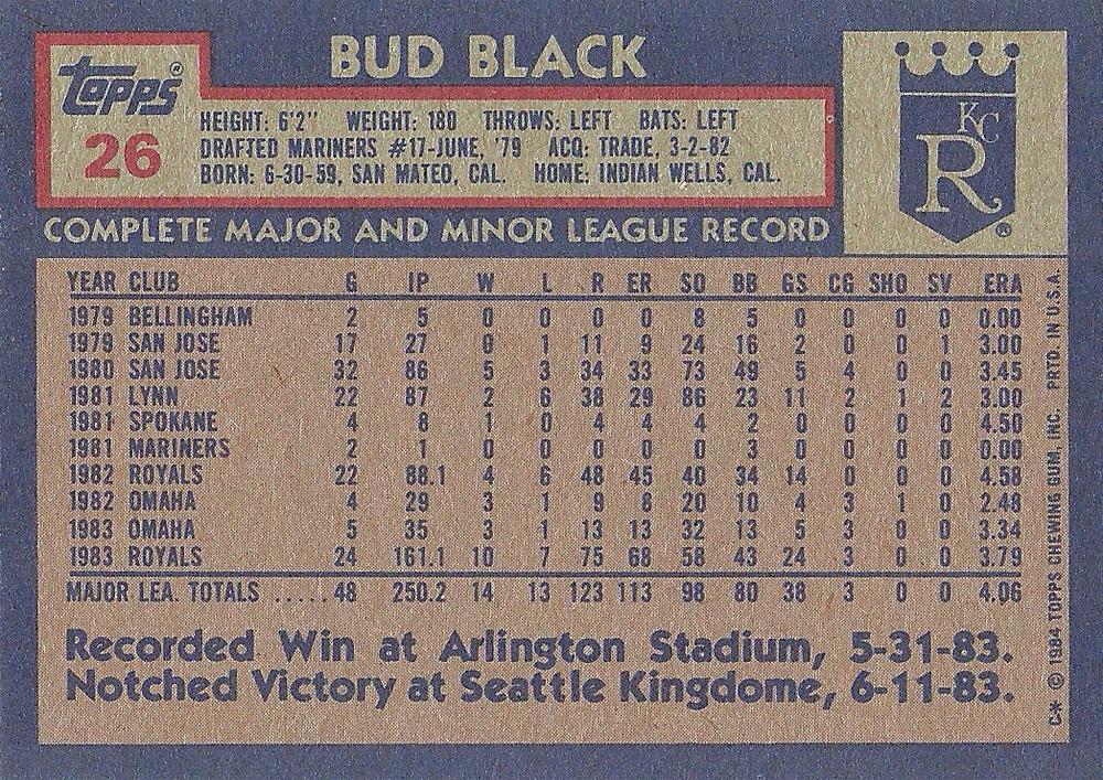 Bud Black  baseball card collectible - Main Image 2