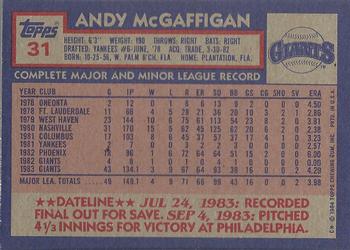 Andy McGaffigan  baseball card collectible - Main Image 2